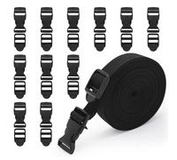 SARAHLOUISEJENKINSLTD Cinghia in nylon da 20 mm x 5 m, con 5 paia di fibbie, 2 cm, resistente, cinghia nera profonda, clip per fai da te, zaino fai da te, reggiatura, borsa per bagagli