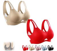 Saralush Aerisoft - Ultimate Breathable Comfort Bra, The Anti Sagging Breast Bra, Seamless & all-Day Comfort (Beige+Red,M)