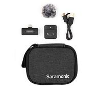 Saramonic Blink 100 B5 TX+RX - Sistema wireless micro clip-on da 2,4 GHz, con ricevitore USB-C a doppio canale montabile su dispositivo, per dispositivi Android e iOS, computer e altro, nero