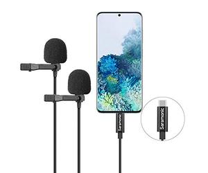 Saramonic LavMicro U3C Digital Dual Head Head Lavalier Microfono omnidirezionale a clip con connettore USB Type-C compatibile con iPad Pro, Mac PC, Samsung, LG, altri smartphone di tipo USB-C
