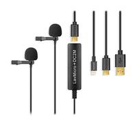 Saramonic Microfono Lavalier digitale per 2 persone con Lightning, USB-C e uscita USB-A per iPhone, iPad, dispositivi Android e computer con uscita cuffie (LavMicro+DC2M)
