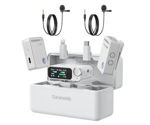 Saramonic Microfono lavalier ultra wireless, registrazione galleggiante a 32 bit, sincronizzazione codice temporale, cancellazione del rumore, resistenza all'acqua IPX5, gamma 984, SPL 130 dB, per