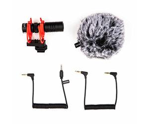 Saramonic VMICMINI2 - Microfono a fucile per fotocamere, dispositivi mobili e altro con Rycote Shock Mount, WS interno, Furry WS, custodia, cavi TRS e TRRS e altro ancora