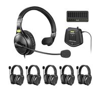 Saramonic WiTalk WT6D - Cuffie intercom wireless, portata di trasmissione 400 m, sistema di comunicazione per 6 persone con 5 cuffie a doppio orecchio e 1 hub per la produzione cinematografica TV con