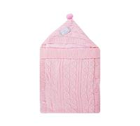 SaRani Copertina Sacco Baby Bimbo in Lana Cappuccio Pon-Pon Trecce 45x70 cm (Rosa)