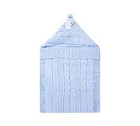 SaRani Copertina Sacco Baby Bimbo in Lana Cappuccio Pon-Pon Trecce Celeste 45x70 cm (Celeste)