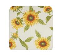 SaRani Coppia Cuscini per Sedia con Fascia Elastica e Imbottitura in Gommapiuma, Coprisedie in Cotone a Fantasia Girasole (6, Girasole, 40x40 cm)