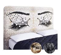 SaRani Copri testata Testiere Spalliera Letto Elasticizzata Velluto Fantasia Occhi (Grigio scuro)