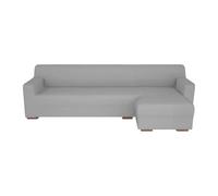 SaRani Copridivano Elasticizzato con Penisola a Destra Sinistra 2 3 4 Posti Tinta Unita (Grigio Chiaro, 4 posti penisola a sinistra)