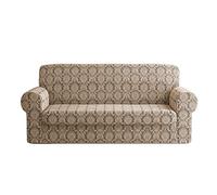 SaRani Copridivano Elasticizzato Salva Divano Damascato Elgeante (Beige, Quattro posti)
