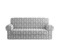 SaRani Copridivano Elasticizzato Salva Divano Damascato Elgeante (Grigio chiaro, Quattro posti)