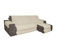 SaRani Copridivano Perla con Penisola Trapuntato Salva Divano Copri Chaise Longue (Panna, Due posti)