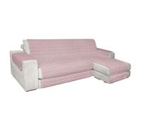 SaRani Copridivano Perla con Penisola Trapuntato Salva Divano Copri Chaise Longue (Rosa, Tre posti)