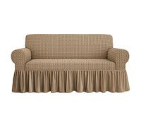 SaRani Copridivano Voila' 2 3 4 Posti Elasticizzato Volant Salva Divano (Beige, 4 posti)