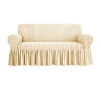 SaRani Copridivano Voila' 2 3 4 Posti Elasticizzato Volant Salva Divano (Crema, 4 posti)