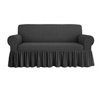SaRani Copridivano Voila' 2 3 4 Posti Elasticizzato Volant Salva Divano (Grigio scuro, 2 posti)