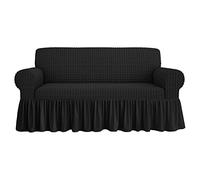 SaRani Copridivano Voila' 2 3 4 Posti Elasticizzato Volant Salva Divano (Nero, 3 posti)