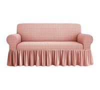 SaRani Copridivano Voila' Tessuto Bolle 2 3 4 Posti Elasticizzato Volant Salva Divano (Rosa, 4 posti)