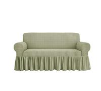 SaRani Copridivano Voila' Tessuto Bolle 2 3 4 Posti Elasticizzato Volant Salva Divano (Tortora chiaro, 2 posti)