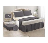 SaRani Coprirete con Volant Rete Matrimoniale Trapuntato Imbottito con Elastici MATILDE (Grigio Scuro, Matrimoniale)