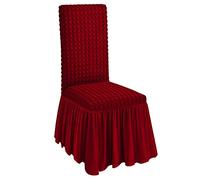 SaRani Coprisedie Coppia 2 Cuscini Vesti Sedia con Volant Tessuto Bolle (Bordeaux)