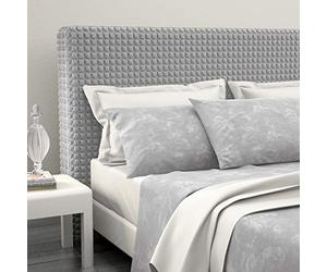 SaRani Copritestata Copri Testiere Letto Elasticizzato Morbido Tessuto Bolle Vari Color (Grigio chiaro)