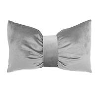 SaRani Cuscino Velluto Fiocco Tinta Unita 50x40 cm Divano Arredo Casa (Grigio)