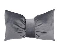 SaRani Cuscino Velluto Fiocco Tinta Unita 50x40 cm Divano Arredo Casa (Grigio scuro)