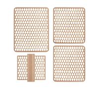 SaRani Set Tappeti Lavello 4 Pezzi Salva Lavandino Parabordo Scolapiatti Colorati Gomma (Beige)