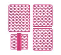 SaRani Set Tappeti Lavello 4 Pezzi Salva Lavandino Parabordo Scolapiatti Colorati Gomma (Fucsia)