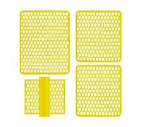 SaRani Set Tappeti Lavello 4 Pezzi Salva Lavandino Parabordo Scolapiatti Colorati Gomma (Giallo)