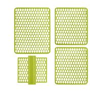 SaRani Set Tappeti Lavello 4 Pezzi Salva Lavandino Parabordo Scolapiatti Colorati Gomma (Verde Chiaro)