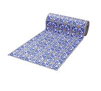 SaRani Tappeto Guida Passatoia Corsia Runner da Cucina Gomma Antiscivolo Maiolica Flessibile Tagliabile Morbido Vietrese Mattonella BLu (150x50 cm, Mattonella)
