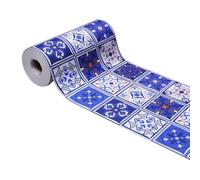 SaRani Tappeto Guida Passatoia Corsia Runner da Cucina in Gomma Antiscivolo, Maiolica Blu e Bianca, Flessibile, Tagliabile, Morbido, (300x50 cm, Greca Vietrese)