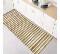 SaRani Tappeto Runner in Bambù a Listelli, Fondo Antiscivolo Gommato (Degradè Beige, 50x50 cm)