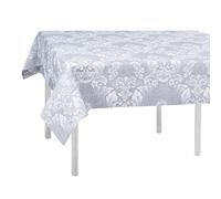 SaRani Tovaglia da Tavola Cotone 6 12 Posti Rettangolare a Fantasia Fiori Grigio (6 posti (135x180 cm))