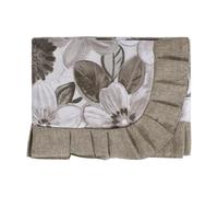 SaRani Tovaglia da Tavolo Copritavolo Fantasia Floreale e Volant, Tessuto Plastificato Impermeabile (Fango, 12 posti)