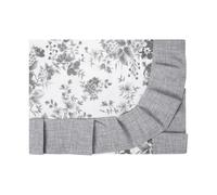 SaRani Tovaglia per Tavolo, Copritavola in Tessuto Plastificato Impermeabile a Fantasia Floreale con Balza, Volant Tinta Unita (6 posti, Grigio)