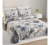 SaRani Trapunta Invernale Piumone Moderno Letto Matrimoniale Floreale Ludmilla (Grigio)