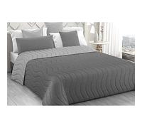 SaRani Trapunta Invernale Piumone Moderno Matrimoniale Double Face Tinta Unita Boa (Grigio/Argento, Singolo)
