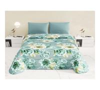 SaRani Trapunta Piumone Letto Matrimoniale Invernale Motivo Floreale con Rose (Verde)