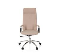 HJH Office 670976 Sedia da ufficio SARANTO PLUS I Tessuto Beige Sedia da ufficio moderna con schienale alto