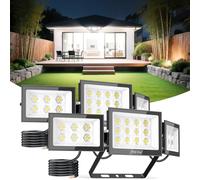 Sararoom 100W Faretto LED da Esterno, 2 Pezzi 10000LM Faro Led Proiettori - 6500K Luce Bianca Fredda Faretti, IP65 Impermeabile, Supporto Regolabile 180° Luci di Sicurezza per Giardino Terrazza Garage