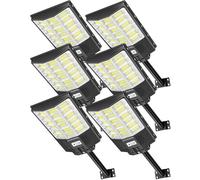 Sararoom Lampione Solare Led Esterno, 864Led 1000W Faro Led Esterno con Pannello Solare, IP65 Impermeabile Faretto con Sensore di Movimento, 6500K Luci di Sicurezza per Giardino Sentieri Garage, 6Pcs
