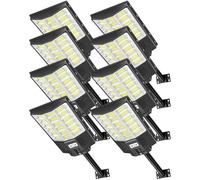 Sararoom Lampione Solare Led Esterno, 864Led 1000W Faro Led Esterno con Pannello Solare, IP65 Impermeabile Faretto con Sensore di Movimento, 6500K Luci di Sicurezza per Giardino Sentieri Garage, 8Pcs