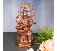 Saraswati Idol, statua della dea Sarasvati che gioca a Veena, religorio e arte spirituale, per puja, casa e ingresso, soggiorno e regalo, 33 cm