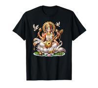 Saraswati su Lotus: Dea della Saggezza, della Purezza e delle Arti Maglietta