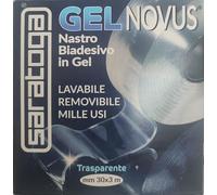 SARATOGA GEL NOVUS Nastro Biadesivo in Gel, Trasparente, 30mm x 3m, Lavabile e Riutilizzabile, Per Interni ed Esterni