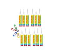 SARATOGA SIL3004, Silicone Sigillante Antimuffa Universale a Reticolazione Acetica con Formula Avanzata ad alte prestazioni,280ml con Portachiavi GM (12, Bianco)