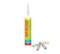 SARATOGA SIL3004, Silicone Sigillante Antimuffa Universale a Reticolazione Acetica con Formula Avanzata ad alte prestazioni,280ml con Portachiavi GM (1, Bianco)